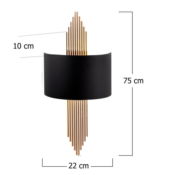 Opviq Lámpara de Pared Moderna Negro y Cobre